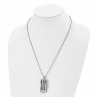 Chisel Stainless Steel Brushed and Polished Necklace with Cable Curved Dog Tag on a Ball Chain, 22" view 4