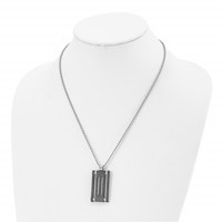 Stainless Steel Brushed & Polished Black IP Necklace with Cable Rectangle view 4