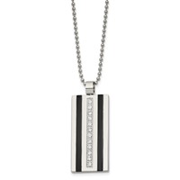 Chisel Stainless Steel Polished Black IP-plated Necklace with CZ Pendant on a Ball Chain, 20" view 3