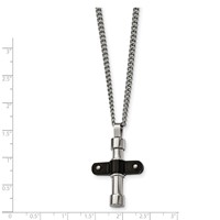 Stainless Steel Polished Black IP Cross Necklace view 3