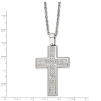 Chisel Stainless Steel Polished CZ Cross Pendant on a Cable Chain Necklace, 24" view 3