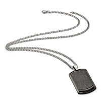Chisel Stainless Steel Brushed Laser Cut Black IP-plated Necklace with CZ Dog Tag on a Curb Chain, 24" view 5
