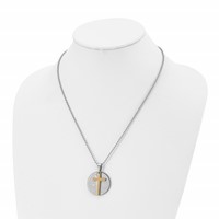 Chisel Stainless Steel Brushedand Polished Yellow IP-plated 2 Piece Lords Prayer Cross on a Ball Chain Necklace, 20" view 4