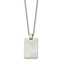 Stainless Steel Brushed Rectangle Dog Tag Necklace, 22" view 3