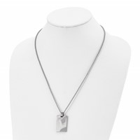 Stainless Steel Brushed Rectangle Dog Tag Necklace, 22" view 4