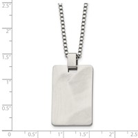 Stainless Steel Brushed Rectangle Dog Tag Necklace, 22" view 5