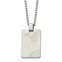 Stainless Steel Brushed Rectangle Dog Tag Necklace, 22" view 1