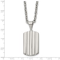 Chisel Stainless Steel Brushed and Polished Grooved Dog Tag on a Cable Chain Necklace, 24" view 5