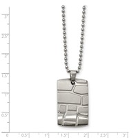 Stainless Steel Brushed and Polished Patterned Dogtag Necklace view 3