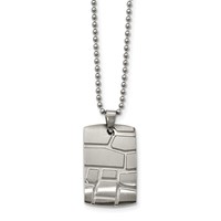 Stainless Steel Brushed and Polished Patterned Dogtag Necklace view 1