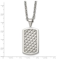 Chisel Stainless Steel Polished Weaved Pattern Dog Tag on a Cable Chain Necklace - 24in view 4