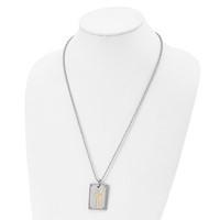 Stainless Steel Necklace with 18K Brushed and Polished 0.05ct Dia Cross view 4