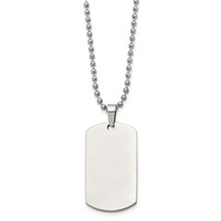Chisel Stainless Steel Brushed and Polished Rounded Edge 2mm Dog Tag on a Ball Chain Necklace, 24" view 2