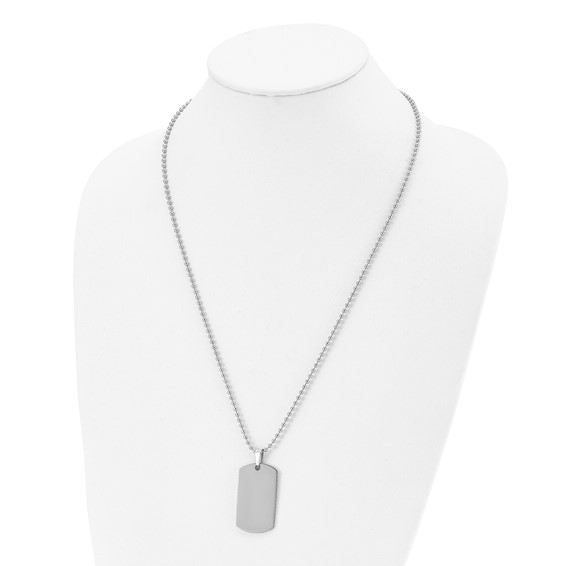 Chisel Stainless Steel Brushed and Polished Rounded Edge 2mm Dog Tag on a 24 inch Ball Chain Necklace