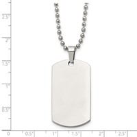 Chisel Stainless Steel Brushed and Polished Rounded Edge 2mm Dog Tag on a Ball Chain Necklace, 24" view 5