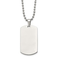 Chisel Stainless Steel Brushed and Polished Rounded Edge 2mm Dog Tag on a Ball Chain Necklace, 24" view 1