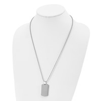 Chisel Stainless Steel Brushed and Polished Rounded Edge 4mm Dog Tag on a Ball Chain Necklace, 24" view 3