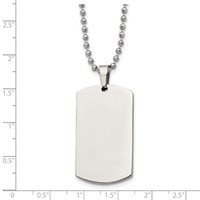 Chisel Stainless Steel Brushed and Polished Rounded Edge 4mm Dog Tag on a Ball Chain Necklace, 24" view 4