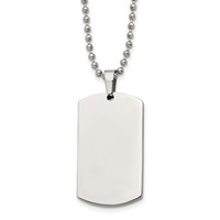 Chisel Stainless Steel Brushed and Polished Rounded Edge 4mm Dog Tag on a Ball Chain Necklace, 24" view 1