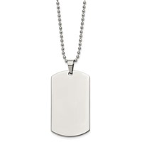 Chisel Stainless Steel Brushed and Polished Rounded Edge 2mm Dog Tag on a Ball Chain Necklace - 24in view 2