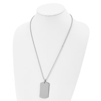 Chisel Stainless Steel Brushed and Polished Rounded Edge 2mm Dog Tag on a Ball Chain Necklace - 24in view 4