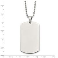 Chisel Stainless Steel Brushed and Polished Rounded Edge 2mm Dog Tag on a Ball Chain Necklace - 24in view 5
