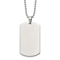 Chisel Stainless Steel Brushed and Polished Rounded Edge 2mm Dog Tag on a Ball Chain Necklace - 24in view 1