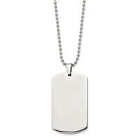 Chain Stainless Steel Brushed and Polished Rounded Edge 4mm Dog Tag on a Ball Chain Necklace, 24" view 2