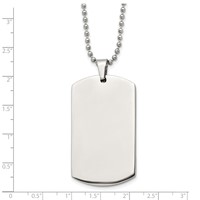 Chain Stainless Steel Brushed and Polished Rounded Edge 4mm Dog Tag on a Ball Chain Necklace, 24" view 5
