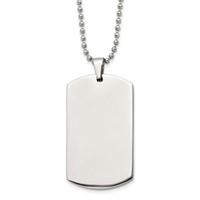 Chain Stainless Steel Brushed and Polished Rounded Edge 4mm Dog Tag on a Ball Chain Necklace, 24" view 1