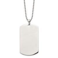 Chisel Stainless Steel Brushed and Polished Round Edge XLarge 2mm Dog Tag on a Ball Chain Necklace, 24" view 2