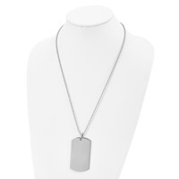 Chisel Stainless Steel Brushed and Polished Round Edge XLarge 2mm Dog Tag on a Ball Chain Necklace, 24" view 4