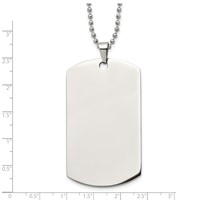 Chisel Stainless Steel Brushed and Polished Round Edge XLarge 2mm Dog Tag on a Ball Chain Necklace, 24" view 5