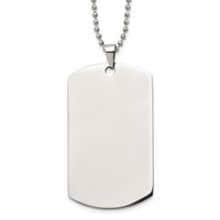Chisel Stainless Steel Brushed and Polished Round Edge XLarge 2mm Dog Tag on a Ball Chain Necklace, 24" view 1