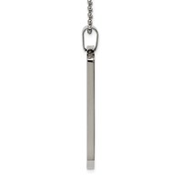 Chisel Stainless Steel Brushed and Polished Round Edge Extra Large 4mm Dog Tag on a Ball Chain Necklace, 24" view 2