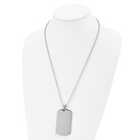 Chisel Stainless Steel Brushed and Polished Round Edge Extra Large 4mm Dog Tag on a Ball Chain Necklace, 24" view 4