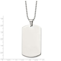 Chisel Stainless Steel Brushed and Polished Round Edge Extra Large 4mm Dog Tag on a Ball Chain Necklace, 24" view 5