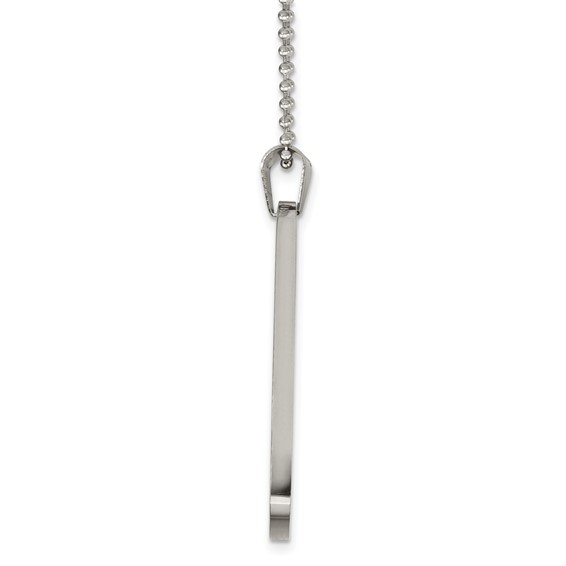 Chisel Stainless Steel Brushed and Polished Round Edge Extra Large 4mm Dog Tag on a 24 inch Ball Chain Necklace