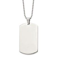 Chisel Stainless Steel Brushed and Polished Round Edge Extra Large 4mm Dog Tag on a Ball Chain Necklace, 24" view 1