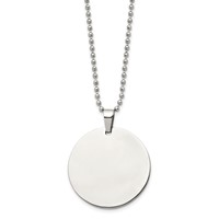 Chisel Stainless Steel Brushed and Polished Reversible Round 2mm Dog Tag on a Ball Chain Necklace, 24" view 2