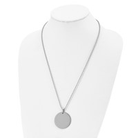 Chisel Stainless Steel Brushed and Polished Reversible Round 2mm Dog Tag on a Ball Chain Necklace, 24" view 4