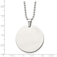 Chisel Stainless Steel Brushed and Polished Reversible Round 2mm Dog Tag on a Ball Chain Necklace, 24" view 5