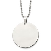 Chisel Stainless Steel Brushed and Polished Reversible Round 2mm Dog Tag on a Ball Chain Necklace, 24" view 1