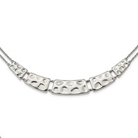 Stainless Steel Polished and Textured Necklace, 17" view 1