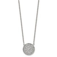 Stainless Steel Polished Necklace with CZ Flower, 18" view 2