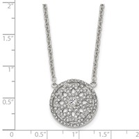 Stainless Steel Polished Necklace with CZ Flower, 18" view 5