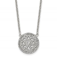Stainless Steel Polished Necklace with CZ Flower, 18" view 1