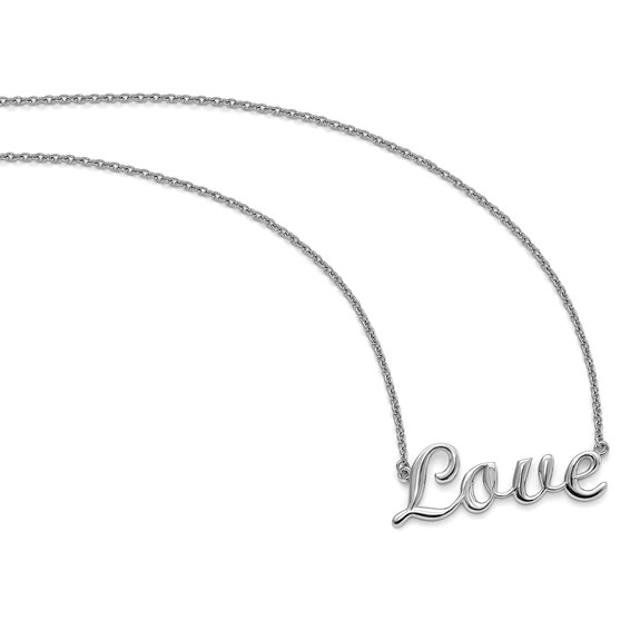 Chisel Stainless Steel Polished LOVE on a 16 inch Cable Chain Necklace