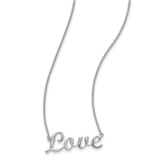 Chisel Stainless Steel Polished LOVE on a 16 inch Cable Chain Necklace