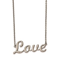 Chisel Stainless Steel Polished Love on a Cable Chain Necklace - 16in view 1